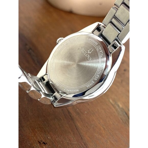 Bulova Women's Watch 96P250 Sutton Quartz Blue Dial Diamond Silver Steel 28mm - Picture 6 of 13